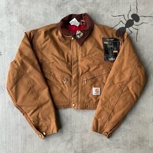 Vintage Y2K Carhartt brown cropped detroit style work wear jacket